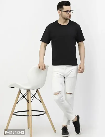 Stylish White Denim Solid Mid-Rise Jeans For Men-thumb3