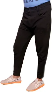 Mevan Stylish Black Pure Cotton Solid Regular Fit Trouser For Men-thumb2