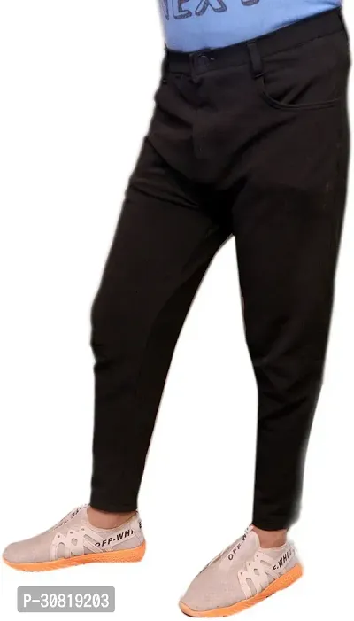 Mevan Stylish Black Pure Cotton Solid Regular Fit Trouser For Men-thumb3