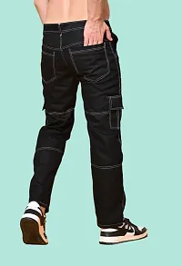 Stylish Black Denim Solid Jeans For Men-thumb1