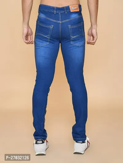 Classic Blue Denim Solid Jeans For Men-thumb5