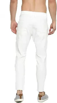 Stylish White Cotton Blend Solid Mid-Rise Jeans For Men-thumb1