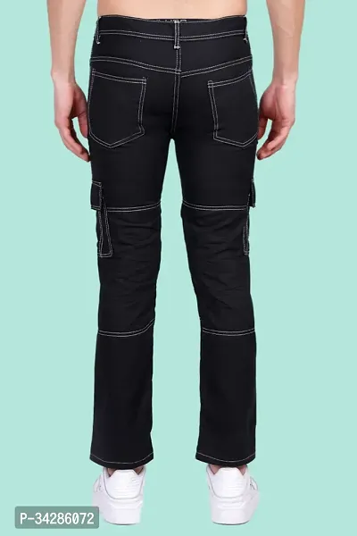 Stylish Denim Black Tapered Fit Mid-Rise Jeans For Men-thumb2