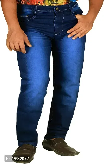 Classic Blue Cotton Solid Jeans For Men-thumb0