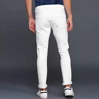 Stylish White Denim Solid Regular Fit Jeans For Men-thumb1