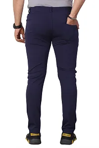 Mevan Stylish Blue Lycra Blend Solid Regular Fit Trouser For Men-thumb1