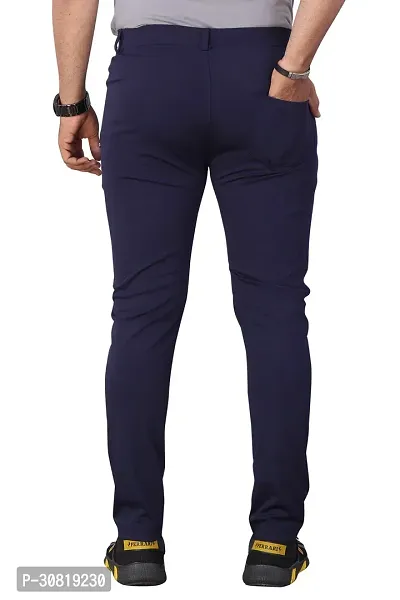 Mevan Stylish Blue Lycra Blend Solid Regular Fit Trouser For Men-thumb2