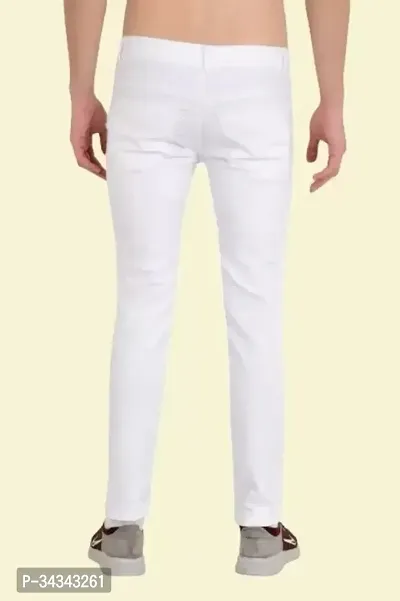 Stylish White Denim Solid Jeans For Men-thumb2