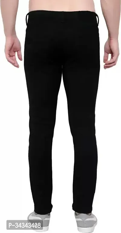 Stylish Black Denim Solid Jeans For Men-thumb2