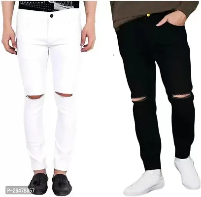 Stylish Multicoloured Denim Mid-Rise Jeans For Men Pack Of 2