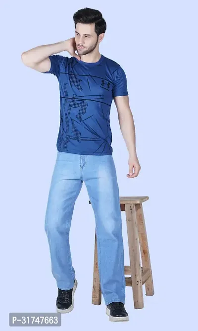 Stylish Blue Denim Solid Mid-Rise Jeans For Men-thumb3