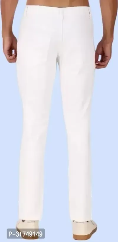 Stylish White Denim Solid Mid-Rise Jeans For Men-thumb2