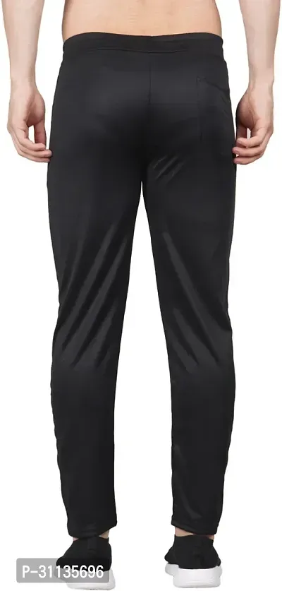 Stylish Black Polyester Spandex Solid Regular Track Pant For Men-thumb2