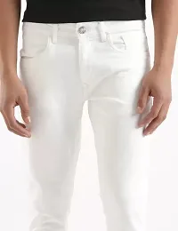 Stylish White Denim Solid Regular Fit Jeans For Men-thumb4