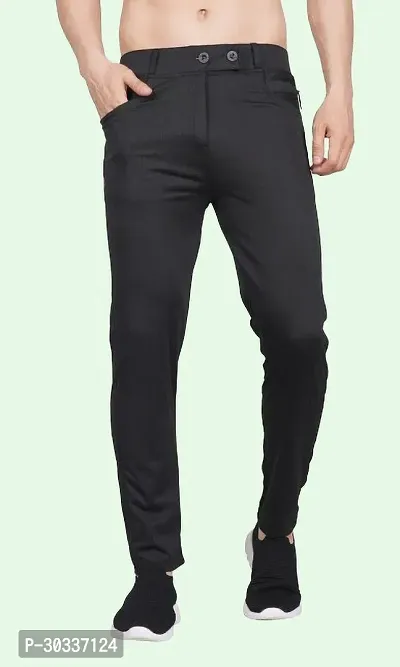 Mevan Comfortable Black Polyester Spandex Regular Track Pants For Men