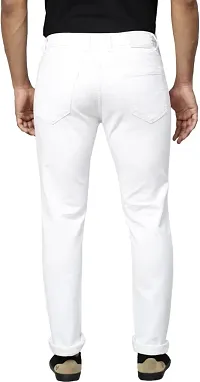 Stylish White Denim Solid Mid-Rise Jeans For Men-thumb1