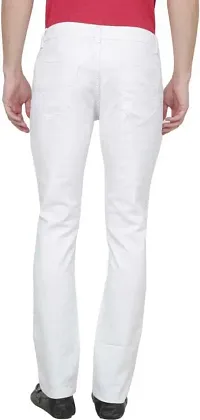 Stylish White Denim Solid Mid Rise Jeans For Men-thumb1