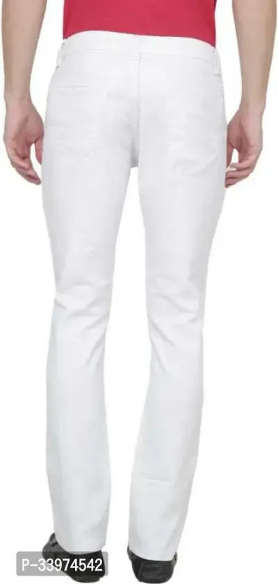 Stylish White Denim Solid Mid Rise Jeans For Men-thumb2