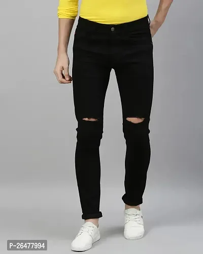 Stylish Black Denim Mid-Rise Jeans For Men-thumb0