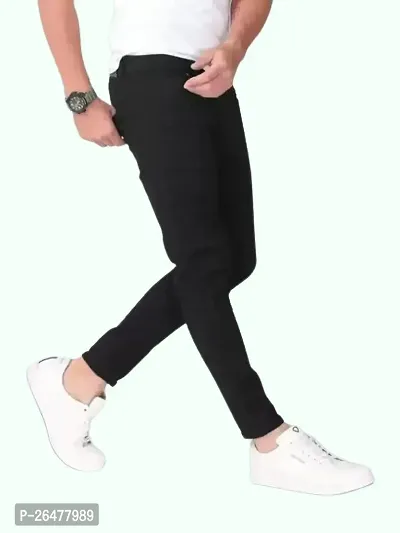 Stylish Black Cotton Blend Mid-Rise Jeans For Men-thumb3