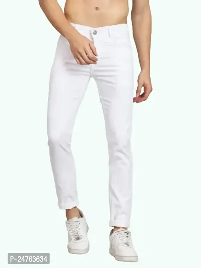 COMFITS Men's Regular Slim Fit Tapered Jeans (36) White