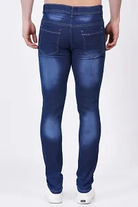 Stylish Blue Cotton Blend Solid Mid-Rise Jeans For Men-thumb1