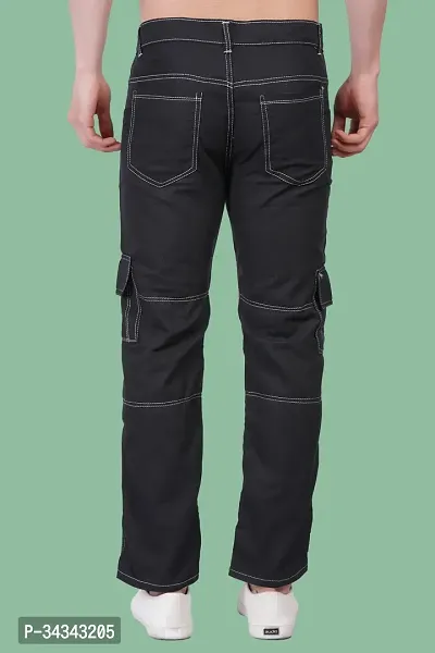 Stylish Black Denim Solid Jeans For Men-thumb2