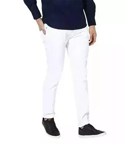 Stylish Cotton Blend Mid-Rise Jeans For Men