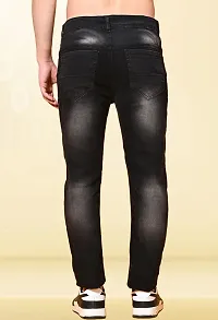 Stylish Black Denim Solid Mid-Rise Jeans For Men-thumb1