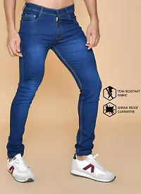 Classic Blue Denim Solid Jeans For Men-thumb1