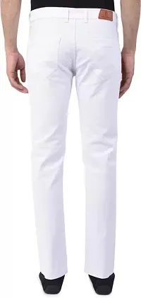 Stylish White Denim Solid Mid-Rise Jeans For Men-thumb1