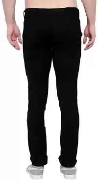 Stylish Black Cotton Blend Solid Mid-Rise Jeans For Men-thumb1