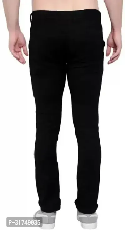 Stylish Black Cotton Blend Solid Mid-Rise Jeans For Men-thumb2