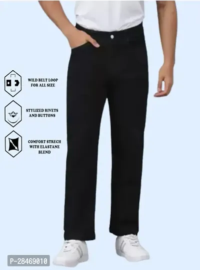 Stylish Black Solid Denim Mid-Rise Jeans For Men-thumb0