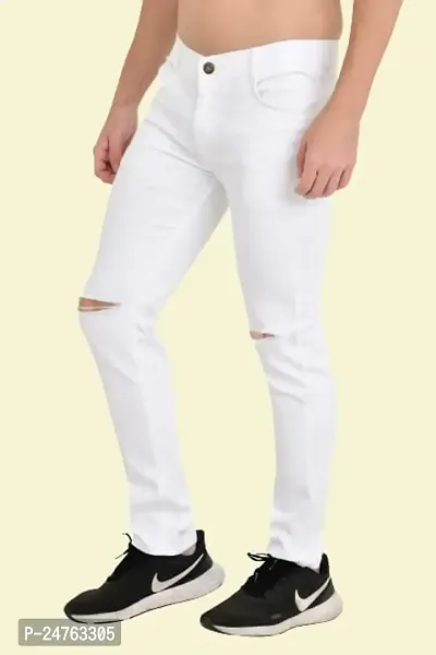 COMFITS Men's Regular Tapered Slit Cut Slim Fit Jeans (28) White-thumb0