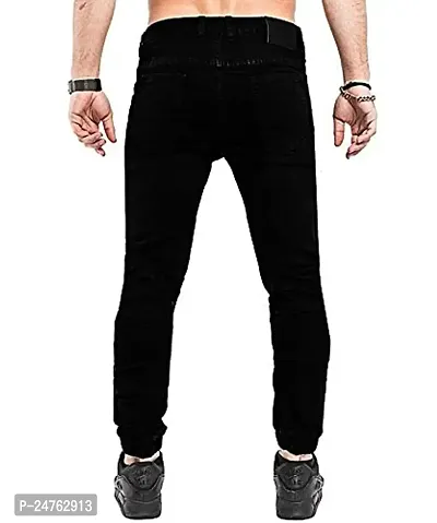 COMFITS Men's Boys Black Stylish Jeans Knee Cut (34)-thumb3