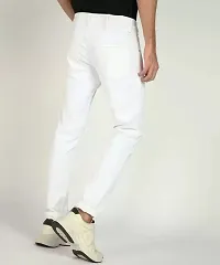 Stylish White Cotton Blend Mid-Rise Jeans For Men-thumb1