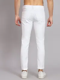 Stylish White Cotton Blend Solid Mid-Rise Jeans For Men-thumb1