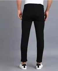 Stylish Black Denim Solid Regular Fit Jeans For Men-thumb1