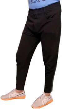 Mevan Stylish Black Lycra Blend Solid Regular Fit Trouser For Men-thumb2