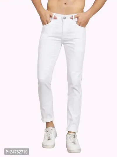 COMFITS Men's Regular Fit Tapered Jeans (30) White