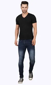 Classic Blue Cotton Blend Solid Jeans For Men-thumb2