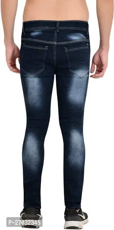 Classic Blue Cotton Blend Solid Jeans For Men-thumb2