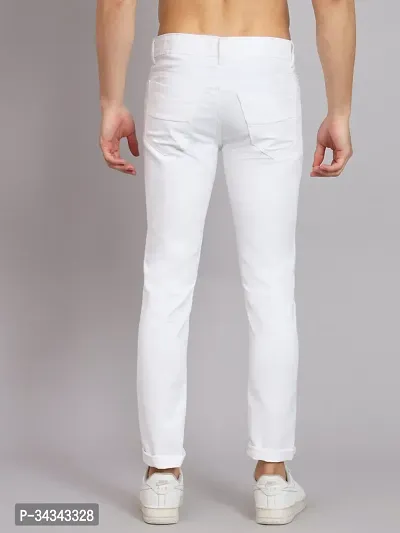 Stylish White Denim Solid Jeans For Men-thumb2