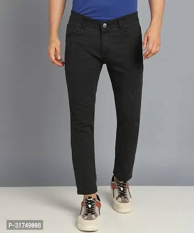 Stylish Black Denim Solid Mid-Rise Jeans For Men-thumb2