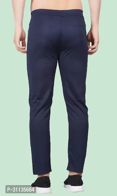 Stylish Blue Polyester Spandex Solid Regular Track Pant For Men-thumb2