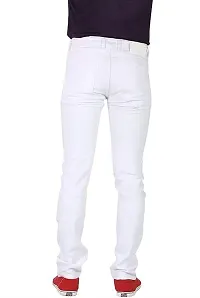 Stylish White Cotton Blend Solid Mid-Rise Jeans For Men-thumb1