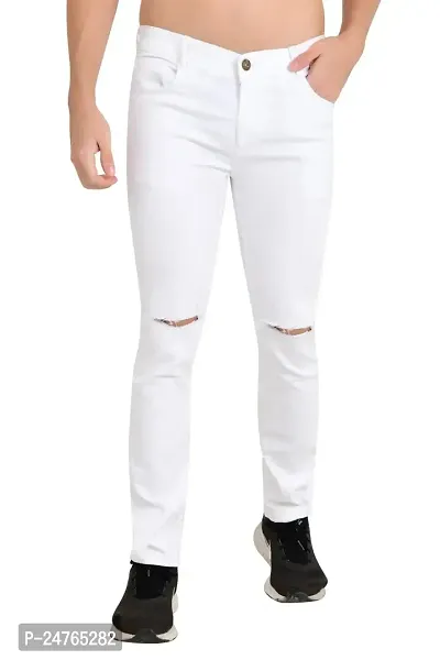 COMFITS Men's Regular Tapered Slit Cut Jeans (28) White-thumb0