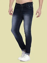 Classic Blue Cotton Blend Solid Jeans For Men-thumb2