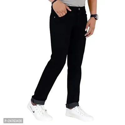 COMFITS Trendy Men's Boys Black Stylish  Formal Plain Jeans (34)-thumb0